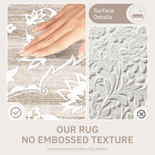 Soalmost 8x10 Light Brown Washable Area Rug for Living Room - Non-Slip, Soft, Pet-Friendly