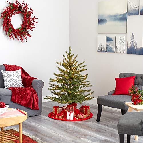 4ft Pre-Lit Artificial Christmas Tree with 100 Clear Lights - Realistic Faux Pine