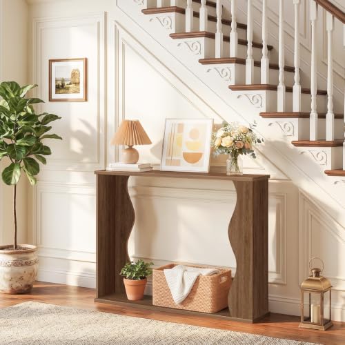 Narrow Entryway Table with Storage - 39.4 Inch Console Table for Small Spaces