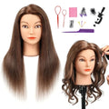Mannequin Head for Hair Practice - 20-22 Inch Real Human Hair Dark Brown