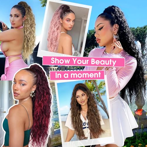 30 Inch Curly Ponytail Extension with Claw Clip - Natural Look Black