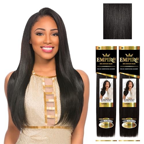 Sensationnel Empire Yaki Human Hair 8in 1B Off-Black Pack of 2
