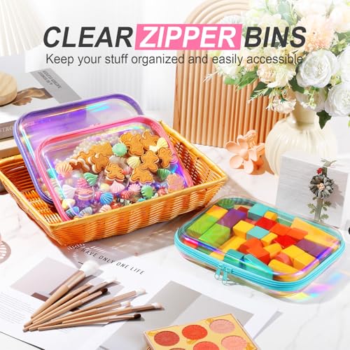 M Laser Hard Zipper Case Plastic Organizer - Clear 3 Pack