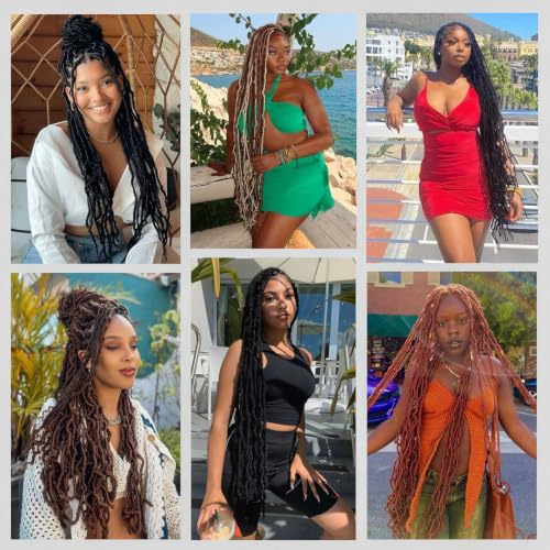 40 Inch Faux Locs Crochet Hair for Butterfly Locs - Distressed Soft Locs, 6 Packs 1B