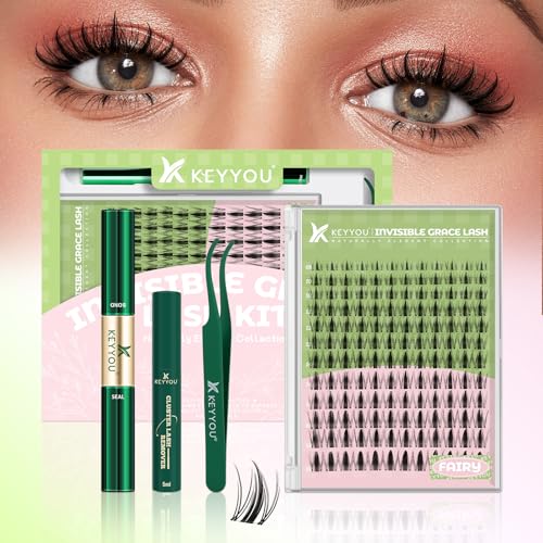 KEYYOU Fairy Lash Clusters Kit Wispy Natural Eyelash Extensions - D-8-18 Mix Variation