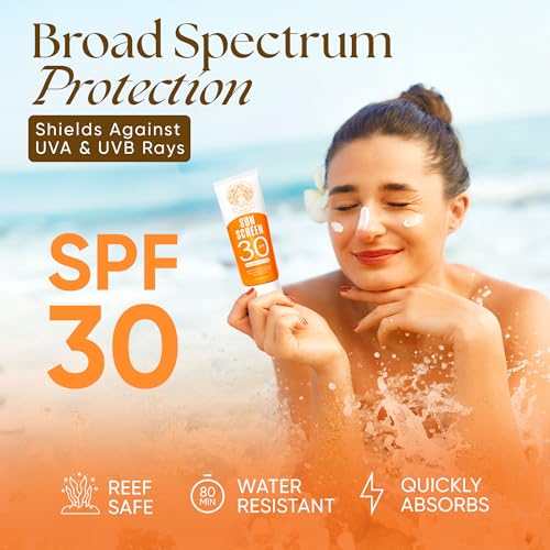 SPF 30 Mineral Sunscreen with Grass-Fed Beef Tallow - Reef Safe, Water Resistant 80 Min, Travel Size