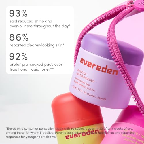 Evereden Pre-Teen Collection: Triple Green Tea Steer Clear Balancing Jelly Cleanser Pre Teen Face Wash, Let's Bounce Gel-Cream Face Moisturizer, & Balance Up Water-Based Toner Pads for Face