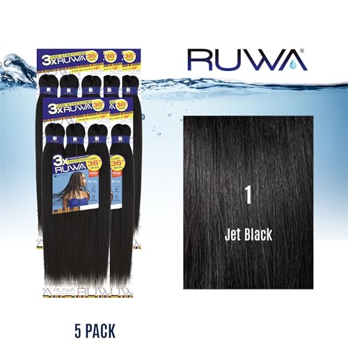 Sensationnel Ruwa Pre-Stretched Braiding Hair 36 Inch - 5 Pack Jet Black