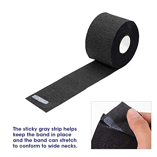 Disposable Paper Barber Neck Strips - 5 Rolls 500 Strips Black Professional Stretchy Paper Neck Band for Salon Haircut Styling