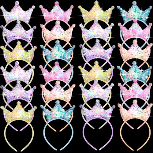 Kids LED Light Up Crown Headbands - Sequin Tiaras for Parties, Variation 24