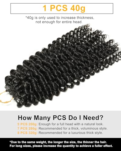 BEEOS Human Crochet Hair 16 Inch Natural Black Kinky Curly 40g Pre-Separated Knotless Extensions