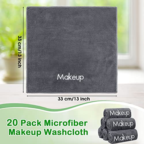 20 Pack Microfiber Makeup Remover Towels - Soft, Reusable Face Washcloths