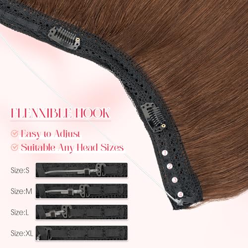 Remy Human Hair Halo Extensions 12 Inch Medium Brown 65g - Invisible Wire Clip-In