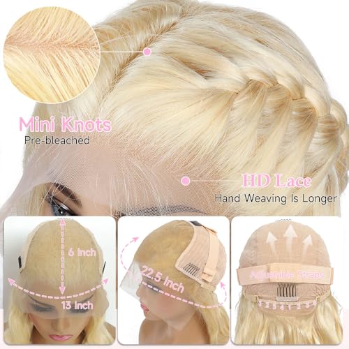 613 Blonde Lace Front Wig Human Hair 250 Density 20 Inch HD 13x6 Frontal, Pre Plucked – Kassamo