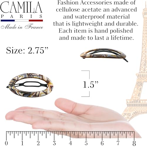 French Hair Barrette Clip Onyx 3x2 Inch Handmade No Slip Strong Hold