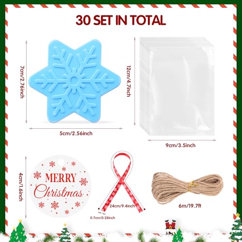 30 Set Christmas Soap Bar Gift Set Christmas Handmade Xmas Tree Santa Clause Gingerbread Snowflake Soaps Bulk Holiday Stocking Stuffer Party Favors for Bathroom(Multicolor,Mixed Style)