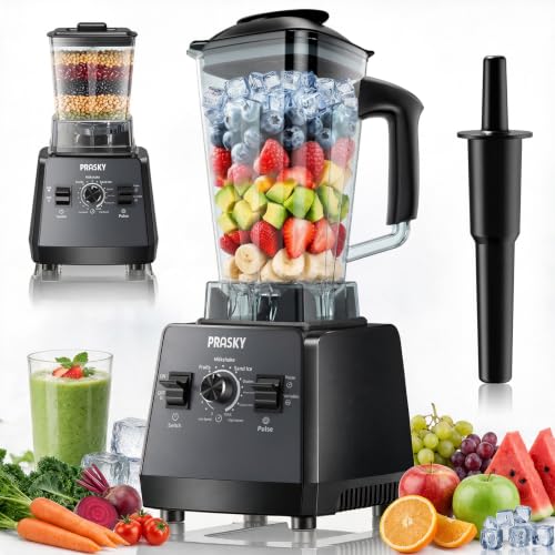 Prasky 1000/2400W Blender for Smoothies & Grinding - 2L Black BPA-Free Kitchen Appliance