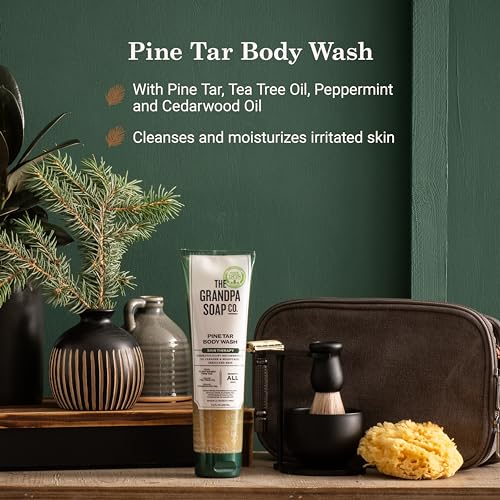 The Grandpa Soap Company Pine Tar Body Wash - Dermatologist Recommended to Cleanse & Moisturize Irritated Skin, Deodorizing Power, With Pine Tar & Tea Tree Oil, 9.5 Fl Oz