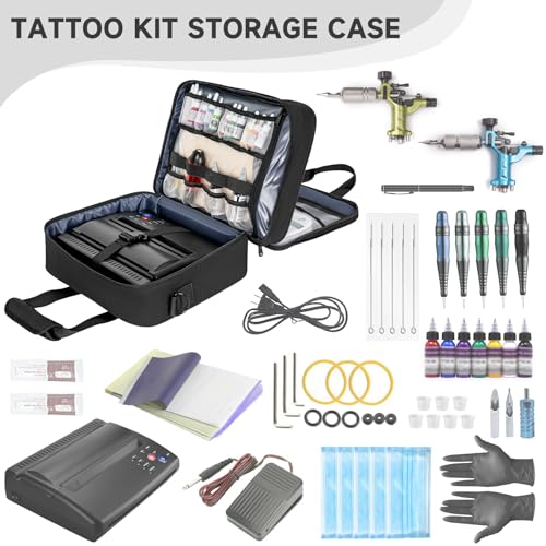 Large Tattoo Supplies Organizer Case with Transparent Pockets for Travel & Studio
