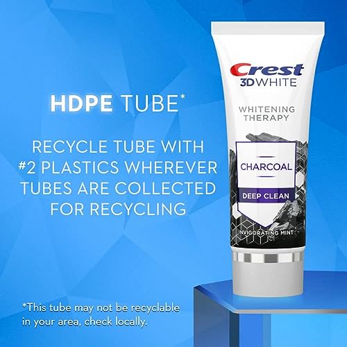 Crest 3D White Whitening Therapy Charcoal Toothpaste Mint 3.5oz Pack of 3 - Deep Clean & Remineralize