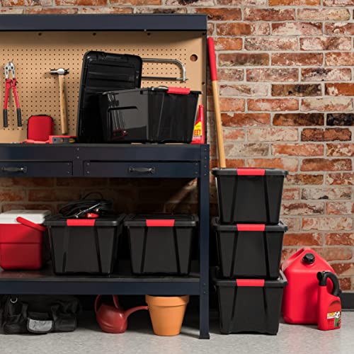 32 Quart Stackable Storage Bins with Lids - Black, 6 Pack