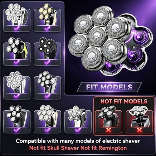 7-Blade Magnetic Replacement Shaver Heads for Bald Razor - Grey-3