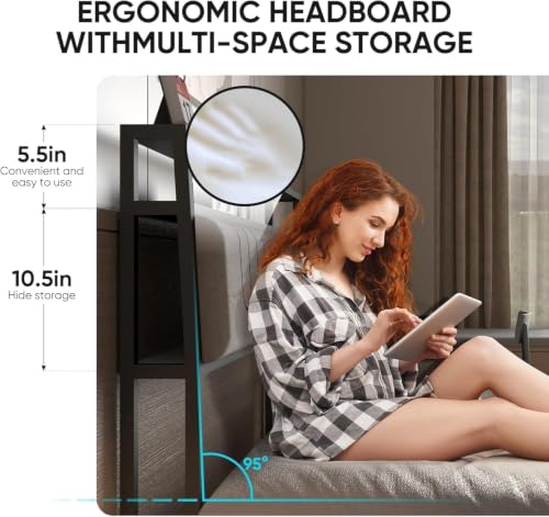 Full Size Bed Frame with Charging Station & LED Lights - Fashion Variation