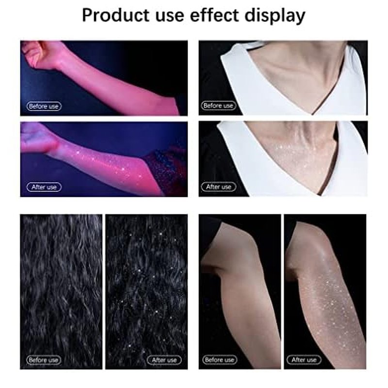 2 Pcs Body Glitter Spray, Perfect Body Shimmer Glitter Spray for Music Festival Stage Makeup and Festival Rave Hair and Face Glitter Highlighter Makeup.