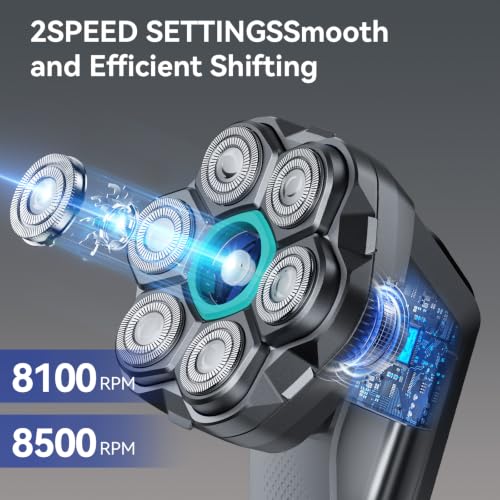 Kensen 7D Electric Head Shaver for Bald Men - Black, Waterproof Wet Dry Razor