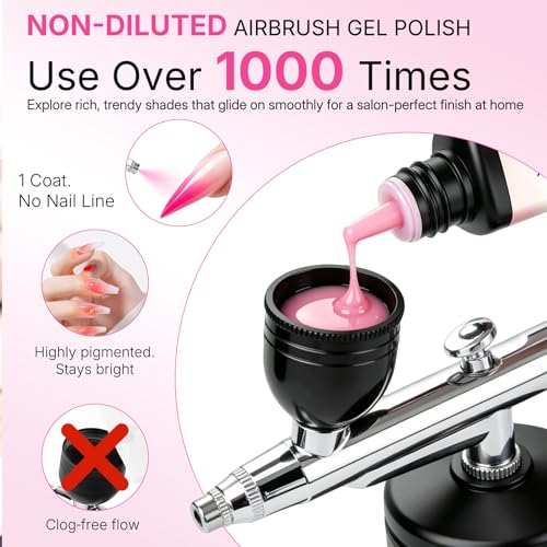 YiJiAre 24-Pack Airbrush Gel Nail Polish Set 15ml Each - High Pigment, No Dilution, Home Salon Use