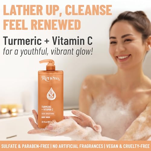 Radiating Body Wash with Turmeric & Vitamin C - Vegan Skin Brightening, 32 fl oz