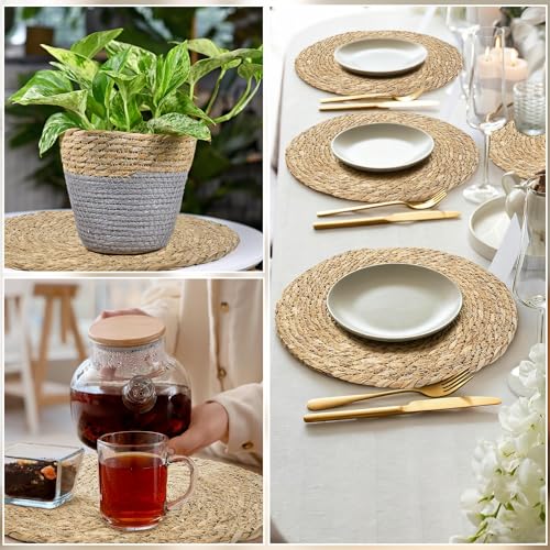 40 Pcs Round Woven Placemats 13.8 Inch Boho Rattan Farmhouse Table Mats
