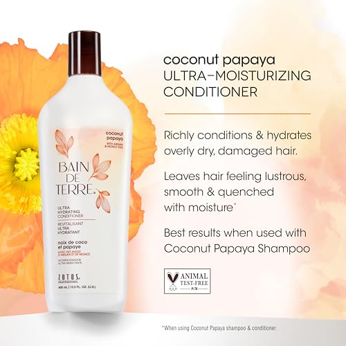 Shampoo & Conditioner Set - Coconut Papaya Hydrating Deep Moisture for Dry Hair - 13.5 Fl Oz - Vegan & Paraben-Free