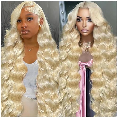 13x6 Lace Front Human Hair Wig 26 Inch Body Wave Blonde Pre Plucked HD Lace Frontal