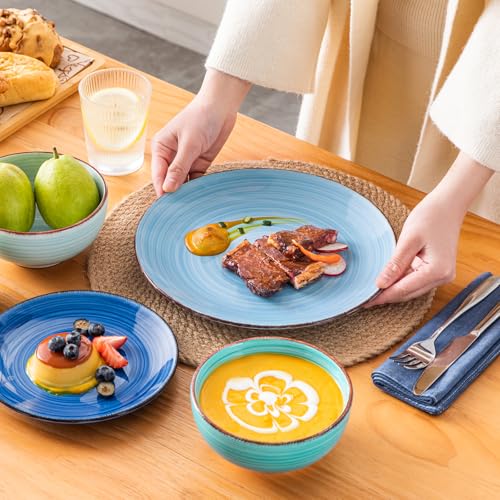 Vancasso Bonita Blue Dinnerware Set for 6 - 18 Pieces Plates & Bowls