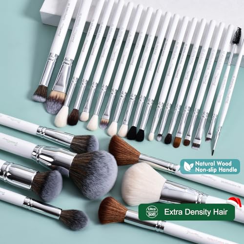 Makeup Brush Set 32 Pcs Goat & Horse Hair Professional Brushes - White B-Variation