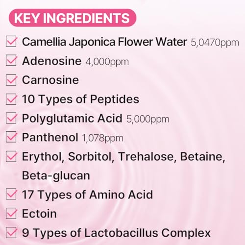 Adenosin Pink Essential Toner 150ml / 5.07fl.oz Hydrating & Firming Toner for Wrinkles, Fine Lines & Dull Skin, Peptides for Radiance, Korean Skincare