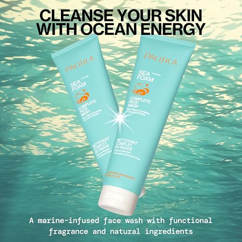 Pacifica Face Wash Duo ? Glow Baby Vitamin C Brightening Cleanser + Sea Foam Gentle Cleanser, Daily Exfoliating Face Wash Set for All Skin Types, Sulfate-Free, Vegan