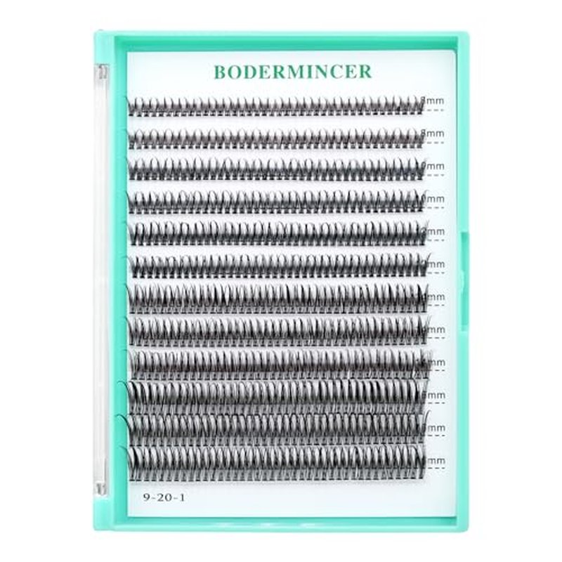 BODERMINCER 8-16mm to Choose Fish Tail Design 120pcs Thickness 0.1mm C Curl 12 Root Women Lady Individual Black False Eyelash Cluster Eye Lashes Extension Tools (8-10-12-14-16mm MIX)