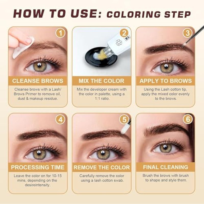Eyelash & Eyebrow Color Kit, 2 in 1 Professional Lash & Brow Color Kit, Easy to Use with Natural Results, DIY Hair Coloring Eye Lash & Eye Brow Set for Beginner Salon Beauty 7ml (Coffee/Dark Brown)