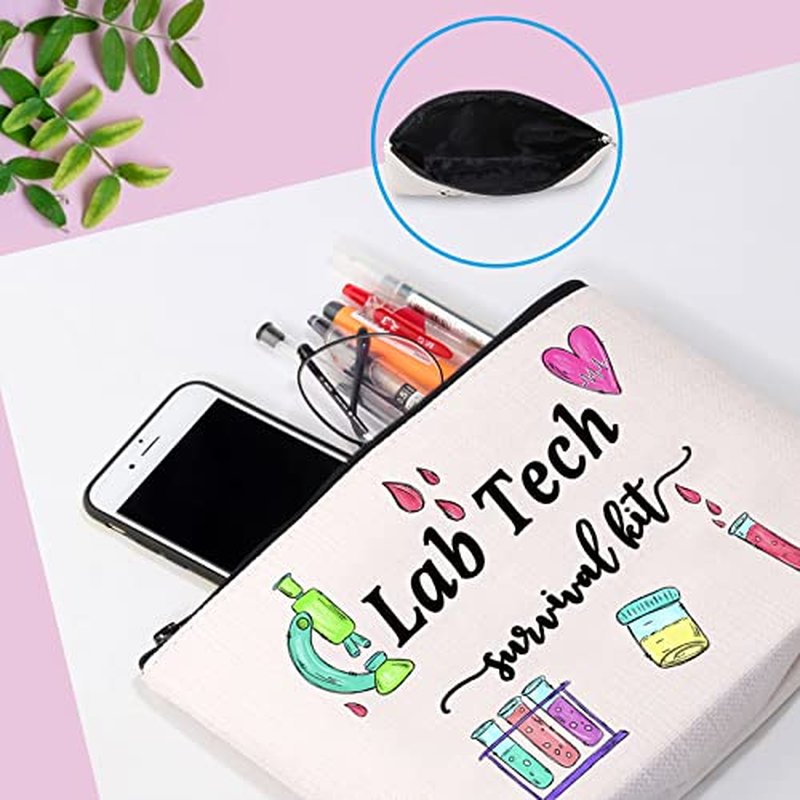 GJTIM Lab Tech Survival Kit Funny Lab Week Lab Tech Gift Laboratory Technician Zipper Pouch Makeup Bag