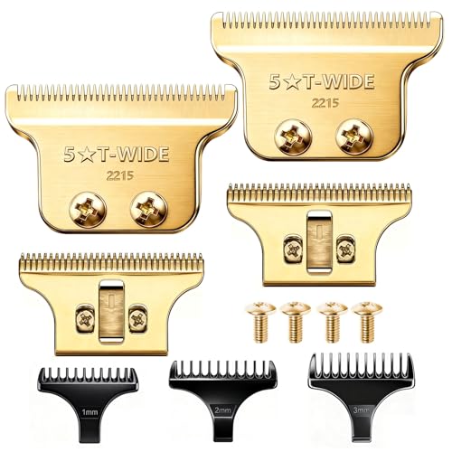 Gold Replacement T-Wide Blades for Wahl Trimmers - 2PCS, Adjustable, Professional