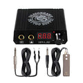 Dragonhawk LCD Dual Tattoo Machine Power Supply with Foot Pedal & Clip Cord - Black