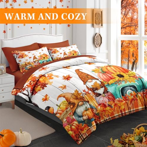 Pamnest King Fall Comforter Set with Sheets - 7 Piece Gnome Bedroom Bedding