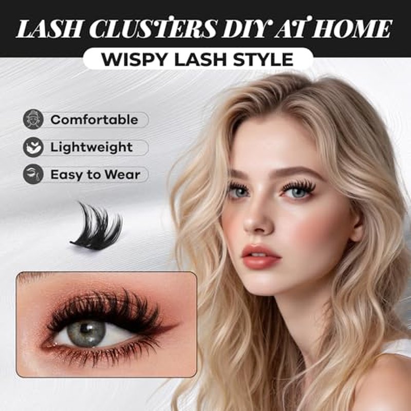 Flaunt Lash Clusters LengthLock Eyelash Cluster Short Lash Cluster 12MM Wispy Lash Clusters Flora Cluster Lashes D Curly Eyelash Extensions Wet Look Eyelashes Clusters Wispy(Flaunt 12MM)