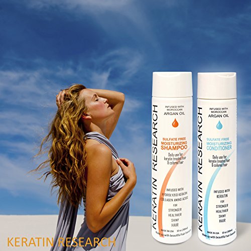 Keratin Research Argan Oil Infused Sulfate-Free Shampoo & Conditioner Set 10 Fl Oz 2 Pack