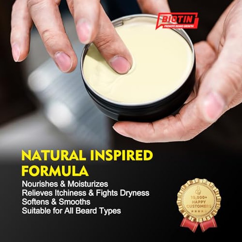 Biotin Beard Balm for Men ? Vanilla Beard Balm for Growth & Styling ? With Castor Oil, Jojoba & Shea Butter ? Softens & Thickens ? 2 OZ