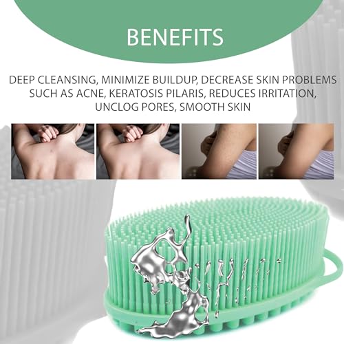 Avilana Silver-Infused Pink and Lavender Silicone Body Scrubber Bundle - Delightful and Serene Dual-Tone Set