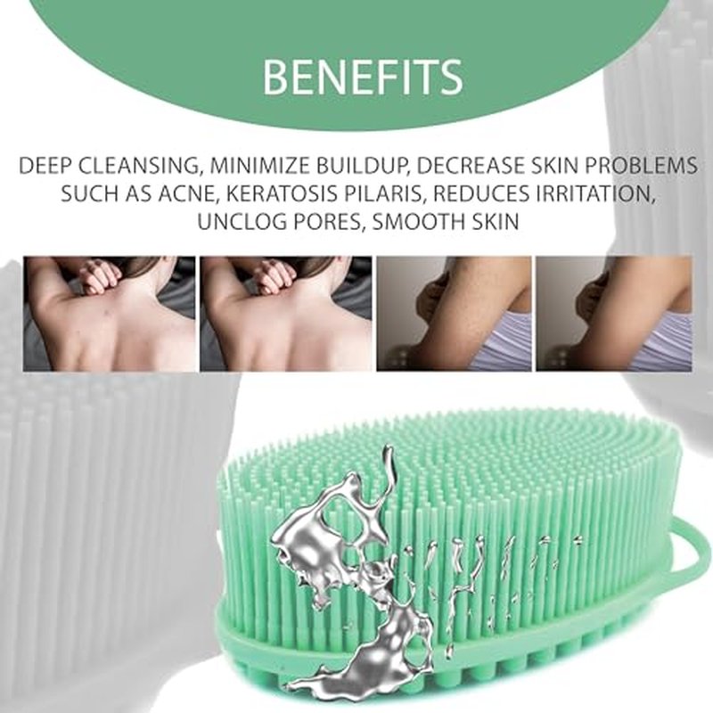 Avilana Silver-Infused Pink and Lavender Silicone Body Scrubber Bundle - Delightful and Serene Dual-Tone Set