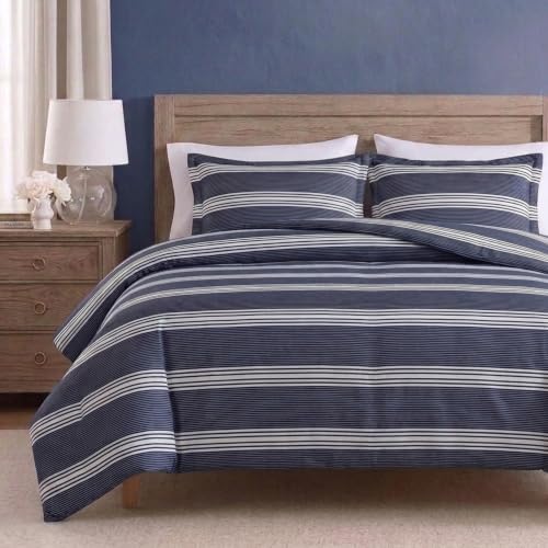 Nautica Twin XL Comforter Set with Matching Sham - Navy Stripes